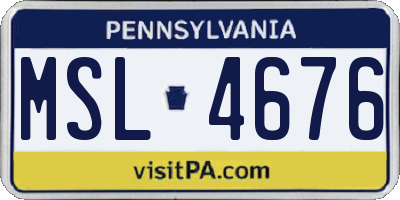 PA license plate MSL4676