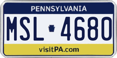 PA license plate MSL4680