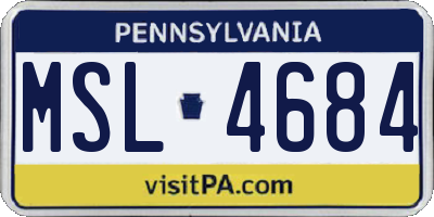 PA license plate MSL4684