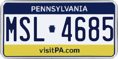 PA license plate MSL4685