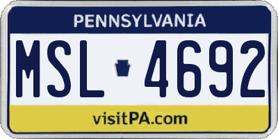 PA license plate MSL4692