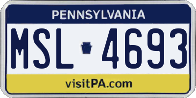 PA license plate MSL4693