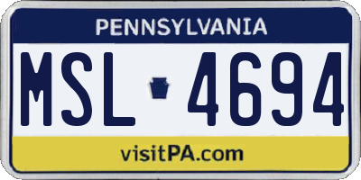 PA license plate MSL4694