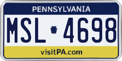 PA license plate MSL4698