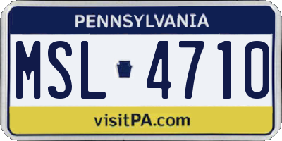 PA license plate MSL4710