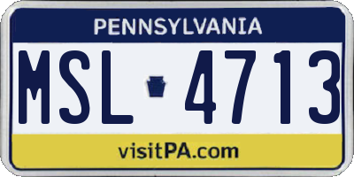 PA license plate MSL4713