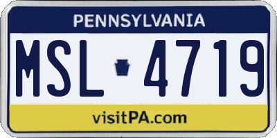 PA license plate MSL4719