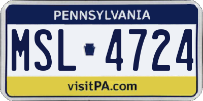 PA license plate MSL4724