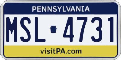 PA license plate MSL4731