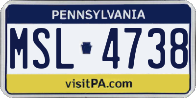 PA license plate MSL4738