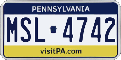 PA license plate MSL4742