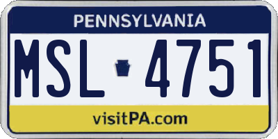 PA license plate MSL4751