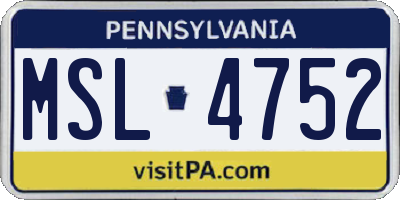 PA license plate MSL4752