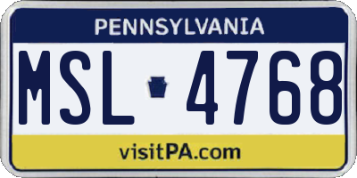PA license plate MSL4768