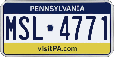 PA license plate MSL4771