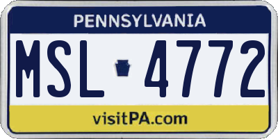 PA license plate MSL4772
