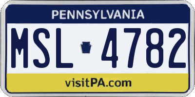 PA license plate MSL4782
