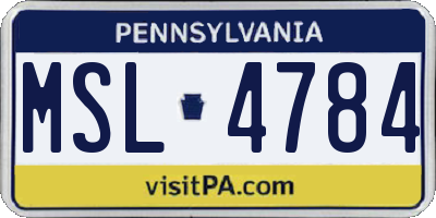PA license plate MSL4784