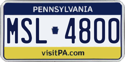PA license plate MSL4800