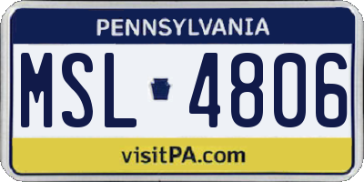 PA license plate MSL4806