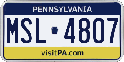 PA license plate MSL4807