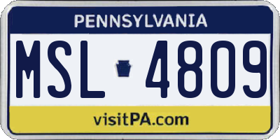 PA license plate MSL4809