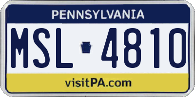 PA license plate MSL4810