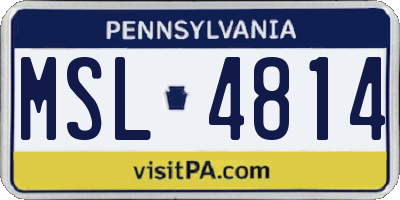 PA license plate MSL4814