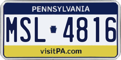 PA license plate MSL4816