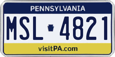 PA license plate MSL4821
