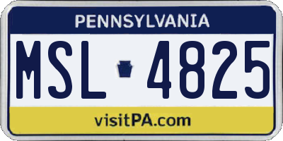 PA license plate MSL4825