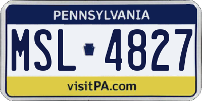 PA license plate MSL4827