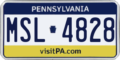 PA license plate MSL4828
