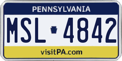 PA license plate MSL4842