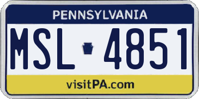 PA license plate MSL4851