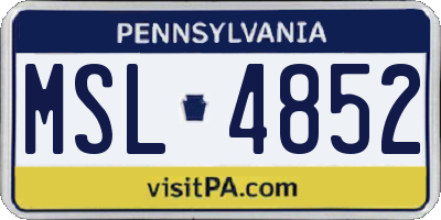 PA license plate MSL4852