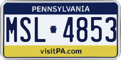 PA license plate MSL4853