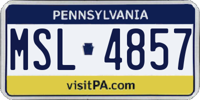 PA license plate MSL4857
