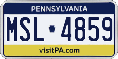PA license plate MSL4859