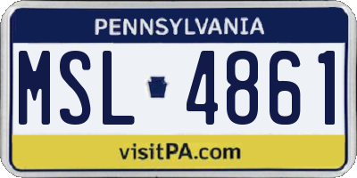 PA license plate MSL4861