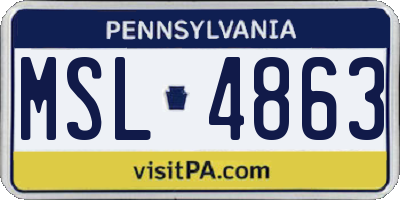 PA license plate MSL4863