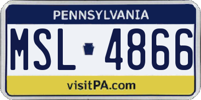 PA license plate MSL4866