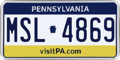 PA license plate MSL4869