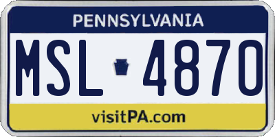 PA license plate MSL4870