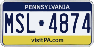 PA license plate MSL4874