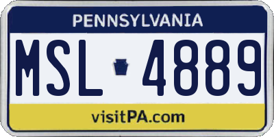 PA license plate MSL4889