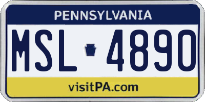 PA license plate MSL4890