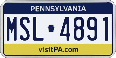 PA license plate MSL4891