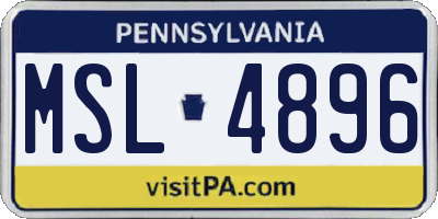 PA license plate MSL4896