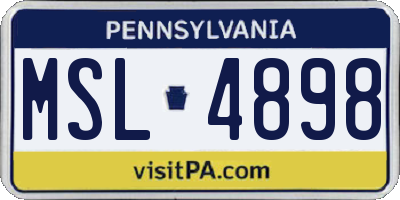 PA license plate MSL4898